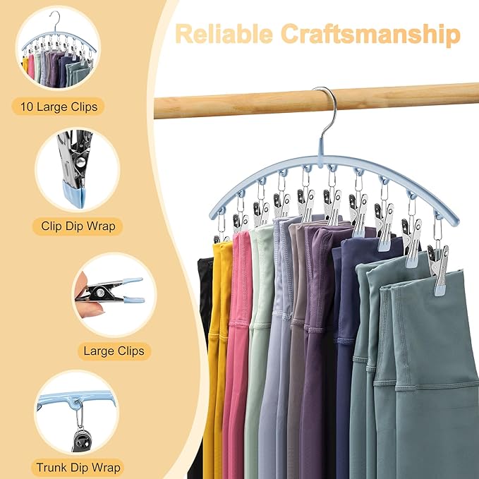 Legging Organizer for Closet, Metal Yoga Pants Hanger w/Rubber Coated 4 Pack - Image 5