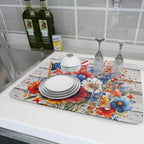 4th of July Dish Drying Mat 18x24 inch Patriotic Floral Fast Dry Microfiber - Image 6