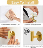 Vuzvuv Adhesive Brushed Gold Hooks, SUS304 Stainless Steel Self-Adhesive Towel - Image 5