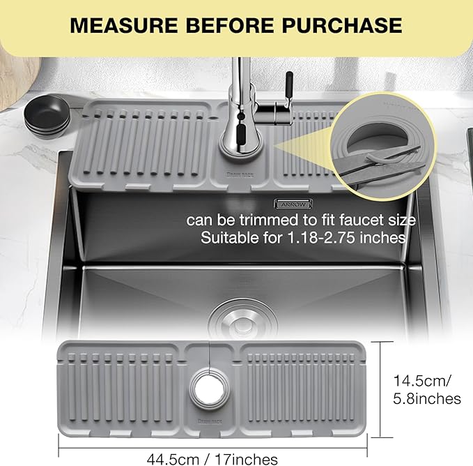 Faucet Mat for Kitchen Sink – Adjustable Silicone Sink Splash Guard - Image 3