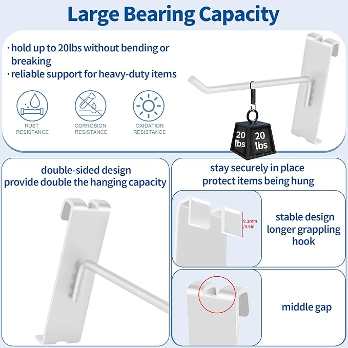 20Pcs Gridwall Hooks, Metal Grid Panel Hanging Peg Hooks, Grid Wall Accessory - Image 4
