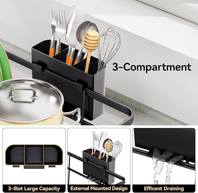 TOOLF Large Dish Drying Rack for Kitchen Counter, Kitchen Dish Racks - Image 4