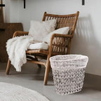 Wicker Trash Can, Waterproof Bathroom Waste Basket, Plastic Wicker Woven Waste - Image 9