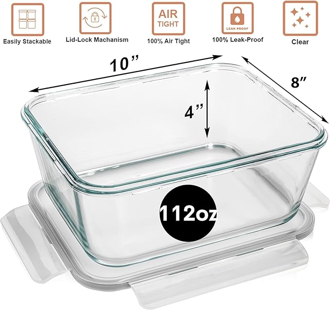 3300 ml/ 112 oz LARGE Glass Food Container - Image 3