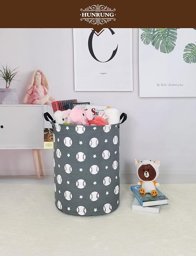HUNRUNG Laundry Hamper, Large Canvas Fabric Lightweight Storage Basket Toy - Image 8