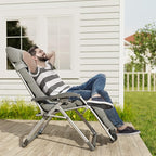 UDPATIO Oversized Zero Gravity Chair Set of 2, 33In XXL Patio Reclining Chair with Cushion, Outdoor Folding Recliner with Pillows|Cup Holder|Foot Rest|Padded Headrest, Grey, Support 500LB - Image 2