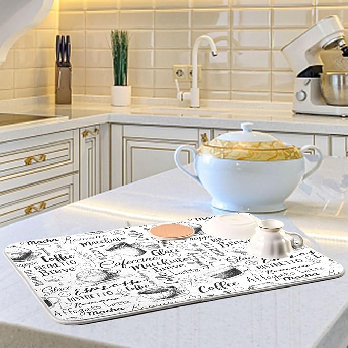 Coffee Cups Print Dish Drying Mat - Image 2