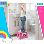 Delxo Folding Step Stool 9 inch Non-Slip Foldable Stools Up to 300 LBS Kids Step Stool with Handle Lightweight for Kitchen, Bathroom, Bedroom, Garden, Rose Pink, 1PC - Image 8