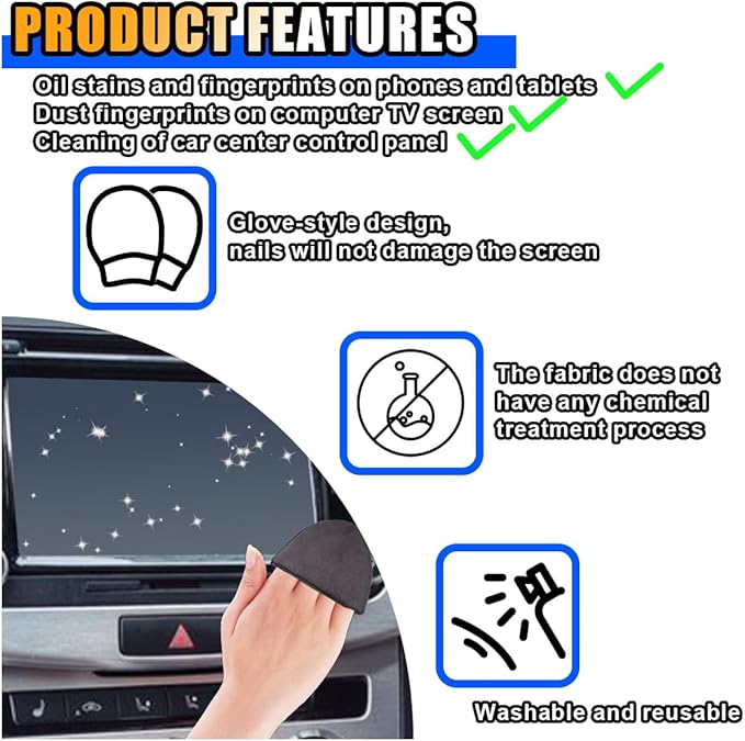 Triangle Car Touch Screen Cleaner Cloth, Microfiber Cleaning Pad Car Cleaning - Image 6