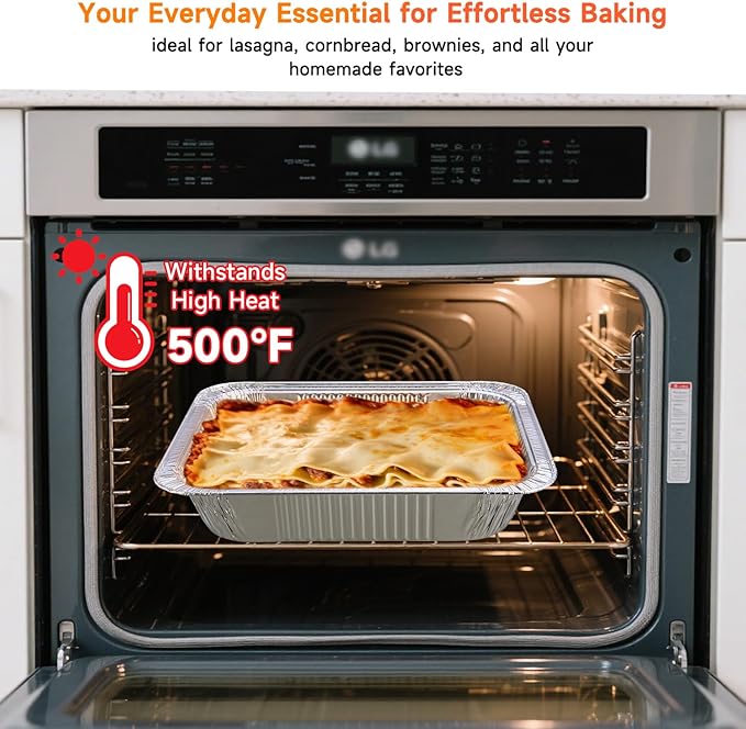 Aluminum Pans with Clear Lids 9x13-10 Pack Aluminum Foil Pans, Heavy Duty - Image 3