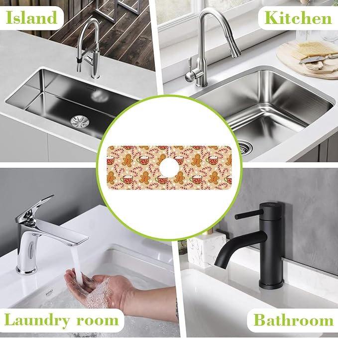 Chrismas Sink Splash Guard Faucet Mat Christmas Absorbent Fast Drying Mat Sink - Image 7