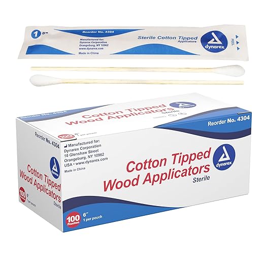 Dynarex 6-Inch Sterile Cotton Tipped Applicators by Dynarex