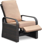 ATR ART TO REAL Outdoor Recliner, Outdoor Wicker Recliner Chair with 5.12'' Cushions, Automatic Adjustable Patio Chaise Lounge Chairs, Aluminum Frame. UV Protected and Rustless (Khaki) - Image 9