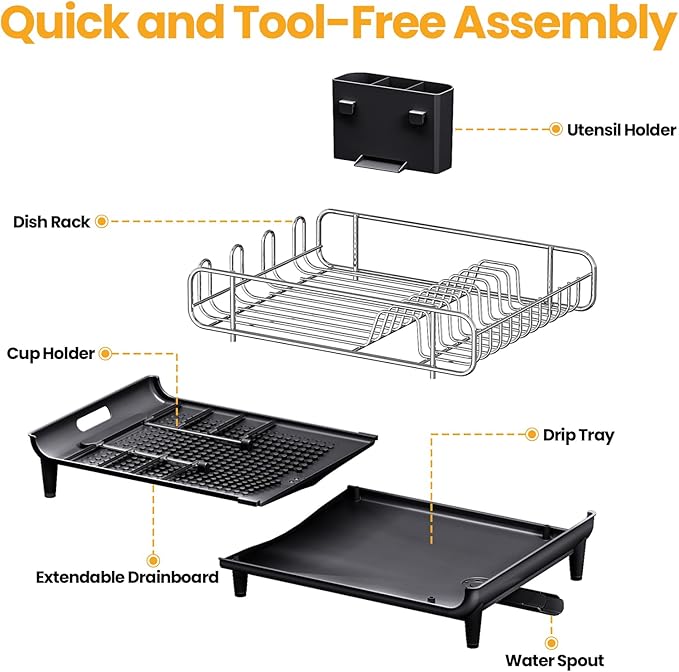 TOOLF Expandable Dish Rack, Dish Drying Rack - Image 8