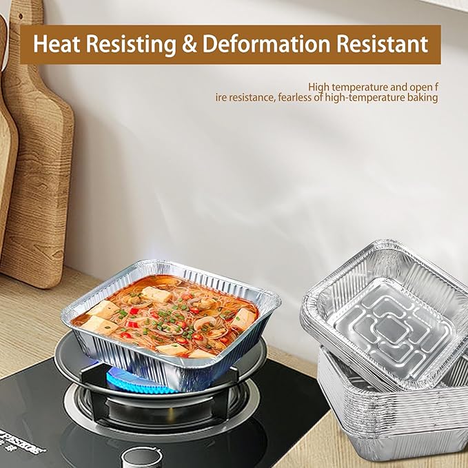 Non-Stick Disposable Air Fryer Aluminum Foil Liners Square 50PCS, Oil-Proof - Image 6