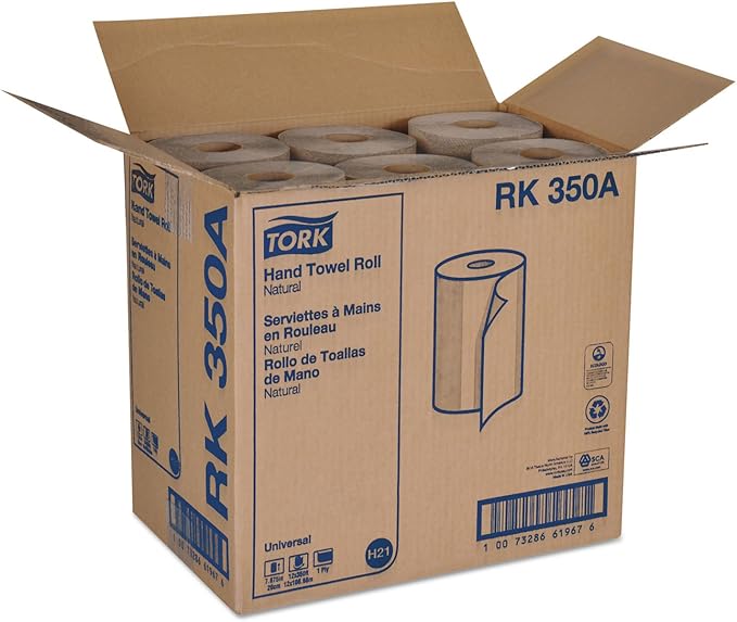 Tork Paper Hand Towel Roll Natural H21, 100% Recycled Fiber, 12 Rolls x 350 ft - Image 3