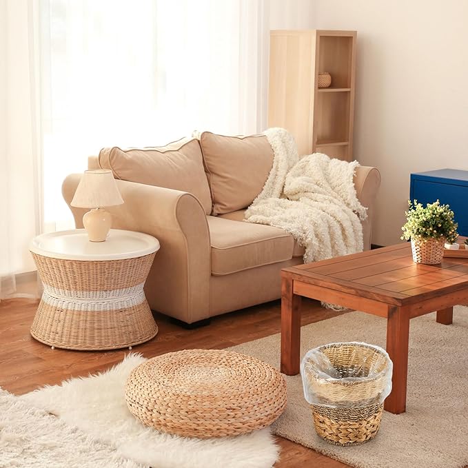 Ctosree 2 Pcs Wicker Trash Can Basket Woven Waste Basket - Image 5