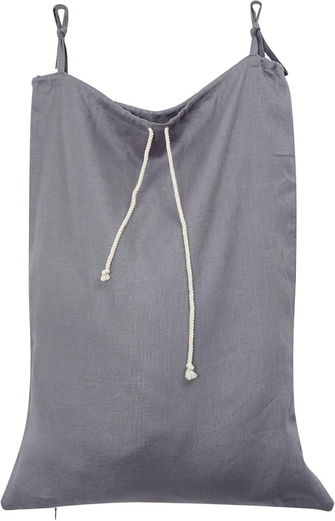 Linen Hanging Laundry Bag, Over The Door Laundry Hamper by HSOFTIFY