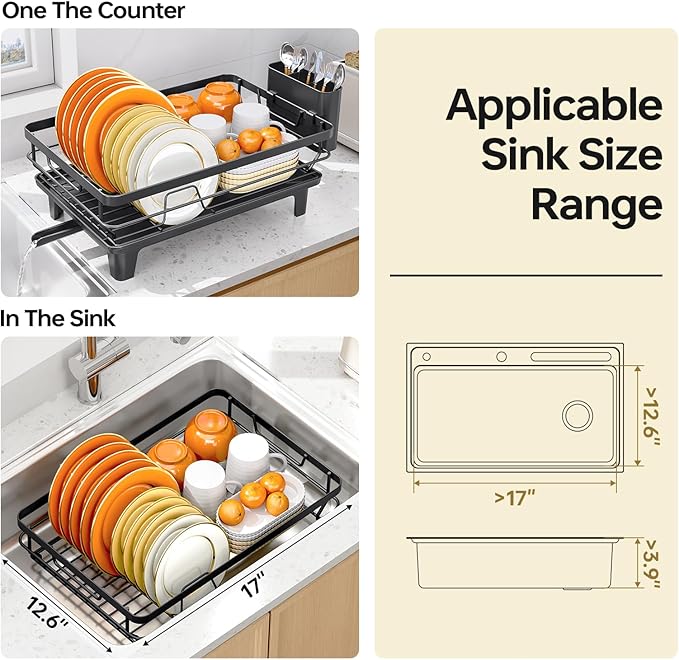 TOOLF Space-Saving Dish Drying Rack, Sink Dish Drainer Rack, Dishes Strainer - Image 8
