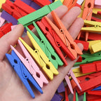 KIMOBER 100PCS Wooden Clothespins, Mixed Colored Craft Peg Pins Clips - Image 3