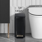 Slim Bathroom Trash Can Foot-Operated Stainless Steel Garbage Can - Image 2
