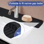Kitchen Sink Splash Guard, 20 inch Silicone Faucet Guard & Draining Mat - Image 4