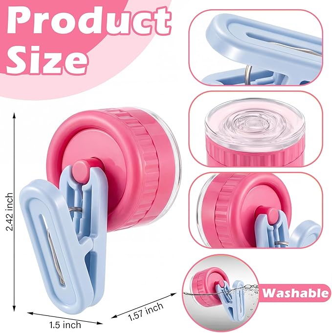 Geelin Dish Glove Clip with Suction Cup Easy Install Removable Hot Pink Blue - Image 2