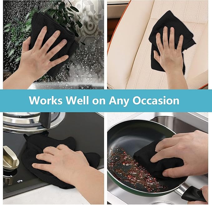 HOMEXCEL Black Microfiber Cleaning Cloth, 150 Pack Cleaning Rags, Cleaning - Image 7