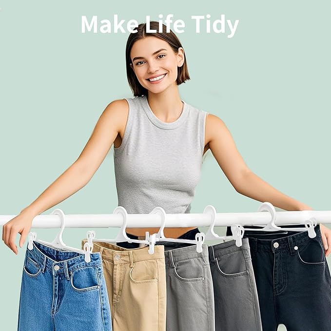 30 Pack Hanger Clips, 2.6 Inch Plastic Clothes Pins, Heavy Duty Hanger Clips - Image 2