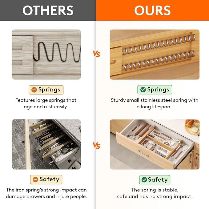 Lifewit 2.4" High 6 Pack Bamboo Drawer Dividers 33-42cm/13-16.5" Adjustable - Image 4