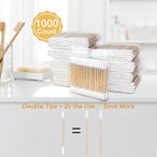 1000 Count Bamboo Cotton Swabs, Double Pointed Organic Cotton Swabs - Image 3