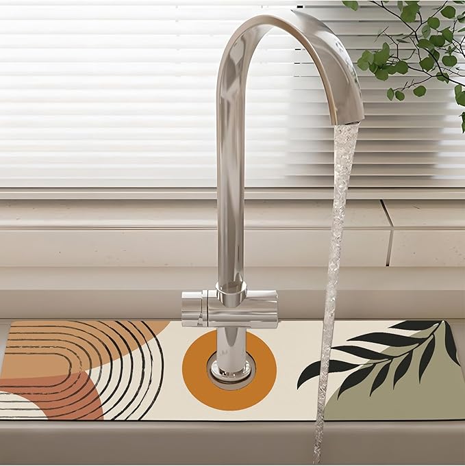 Patterned Sink Faucet Mat Kitchen Splash Guard Super Absorbent Drying Mat - Image 2