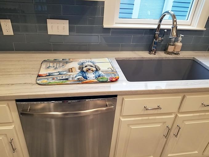 Caroline's Treasures DAC6204DDM Bergamasco Sheepdog The Chef Dish Drying Mat - Image 3