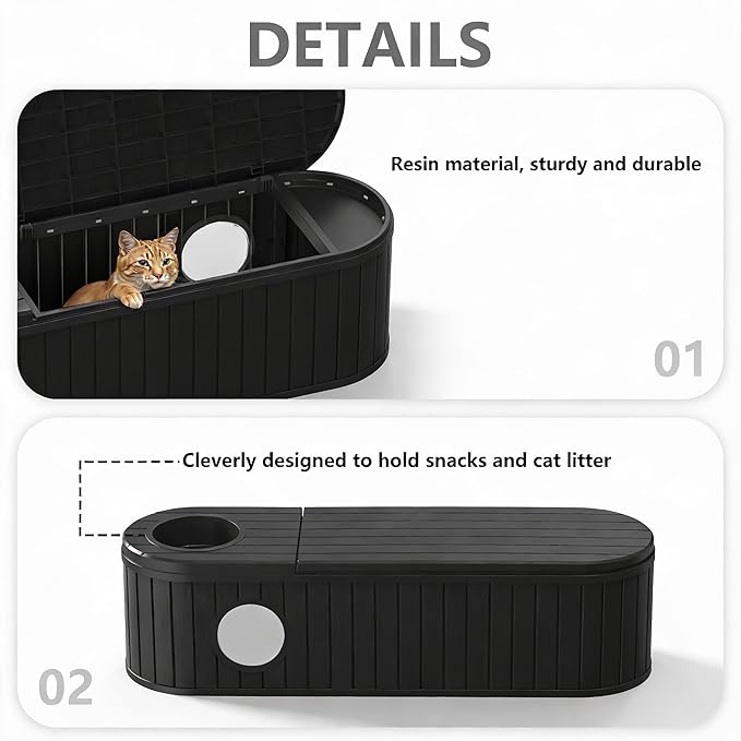 DRATO Outdoor Storage Box, Resin Deck Storage Box Waterproof Patio Storage Box for Indoor & Outdoor Use，Black - Image 6