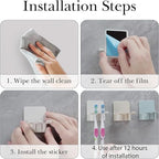 2 PCS Self-Adhesive Toothbrush Holders Wall Mounted, Water Proof Toothbrush Hook - Image 3
