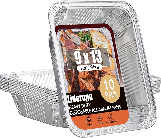 Half Size Aluminum Pans 9x13-10 Pack Aluminum Foil Pans, Heavy Duty Disposable by Unknown