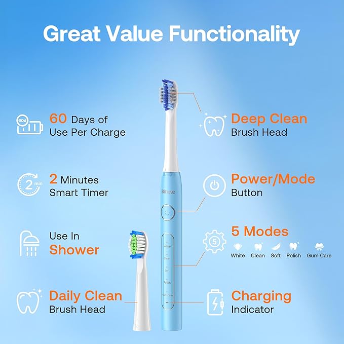 Bitvae ADA Accepted Electric Toothbrush, Travel Toothbrush Rechargeable - Image 4