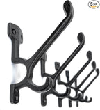 Ambipolar 5 Pack Decorative Cast Iron Heavy Duty Double Hooks, Wall Mounted by Ambipolar