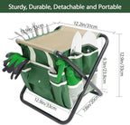 Garden Tool Set, 10 Piece Kit with Heavy Duty Folding Stool, Detachable Storage Tote Bag, Stainless Steel Tools, Gifts for Women Men Green - Image 3