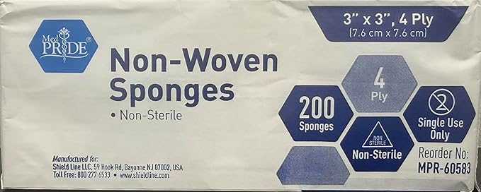 MED PRIDE 3x3 in Gauze Pads 200 Pack, Nonsterile, 4 Ply, Nonadherent Mesh - Image 9