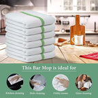Bar Mop Green Stripe 10 lbs 16x19 Pack of 60, 100% Cotton Double Stitched Route - Image 3