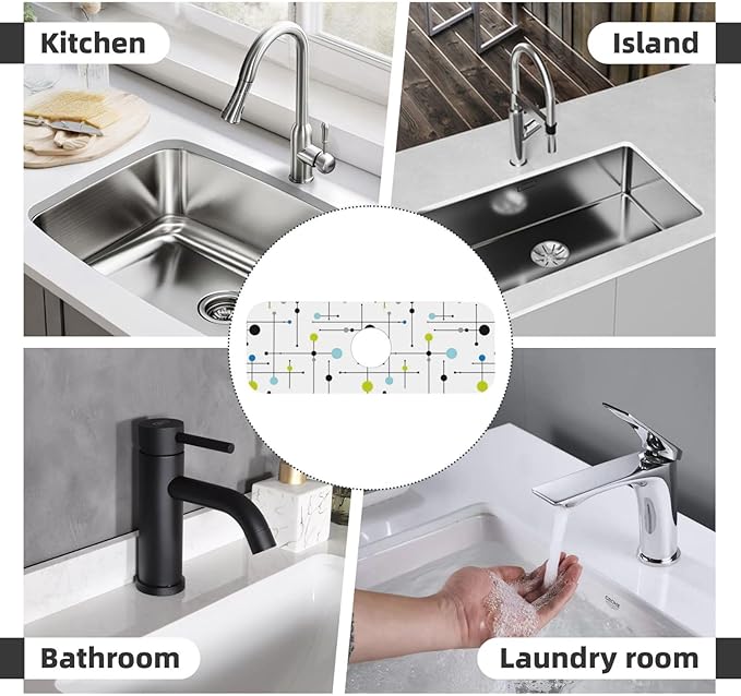 Atomic Mid Century Geometry Rustic Modern Black Kitchen Sink Splash Guard - Image 7