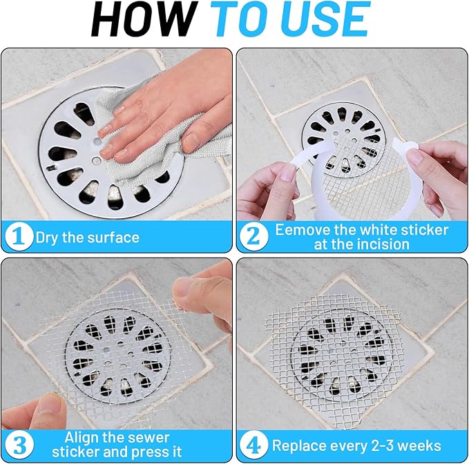 50 PCS Disposable Shower Drain Hair Catcher 3.54 Inches Round Drain Hair - Image 8