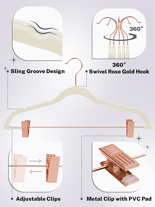 HOUSE DAY Velvet Skirt Hangers 24 Pack, Non Slip Pants Hangers - Image 3