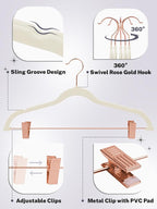 HOUSE DAY Velvet Skirt Hangers 24 Pack, Non Slip Pants Hangers - Image 3