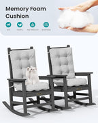 SERWALL HDPE Outdoor Rocking Chair Cushion Set of 4, Memory Foam Cushion Flowers Pattern - Image 5