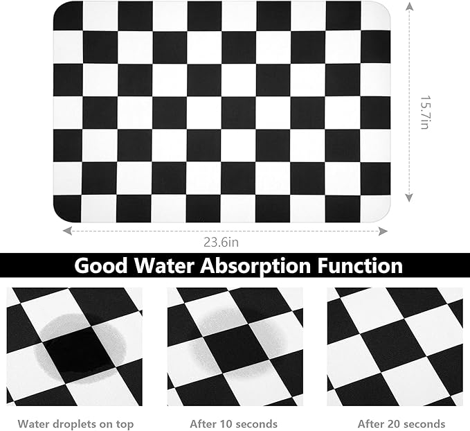 Coffee Mat Checkered Dish Drying Pad - Image 4