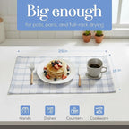 MosJos Kitchen Towels Set of 4 Dish Towels Blue n White Waffle Weave Cotton - Image 4