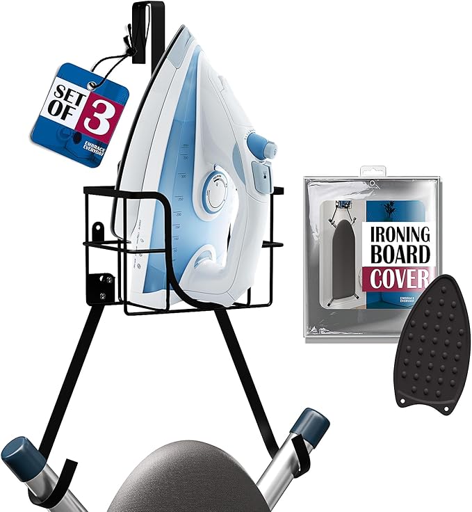 Ironing Board Holder Wall Mount & Over The Door Hanger, Laundry Room Ironing by HearthHarbor
