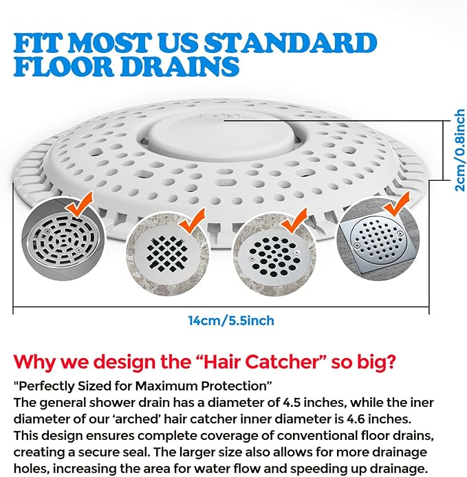 zaa Shower Drain Hair Catcher, 2 Pack Premium Silicone Drain Protector & Shower - Image 6